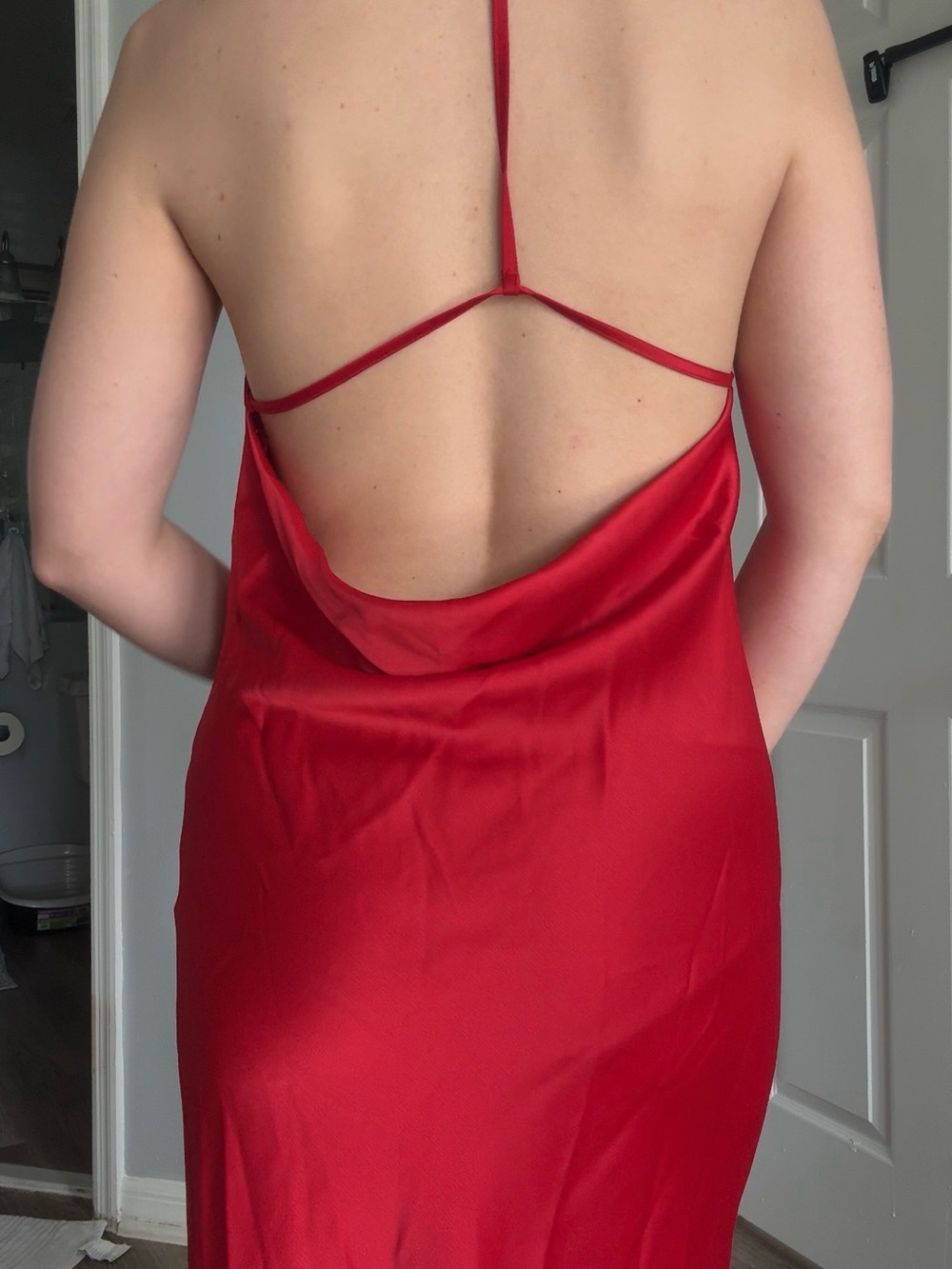 Gianni Bini Red Satin Backless Slip Dress